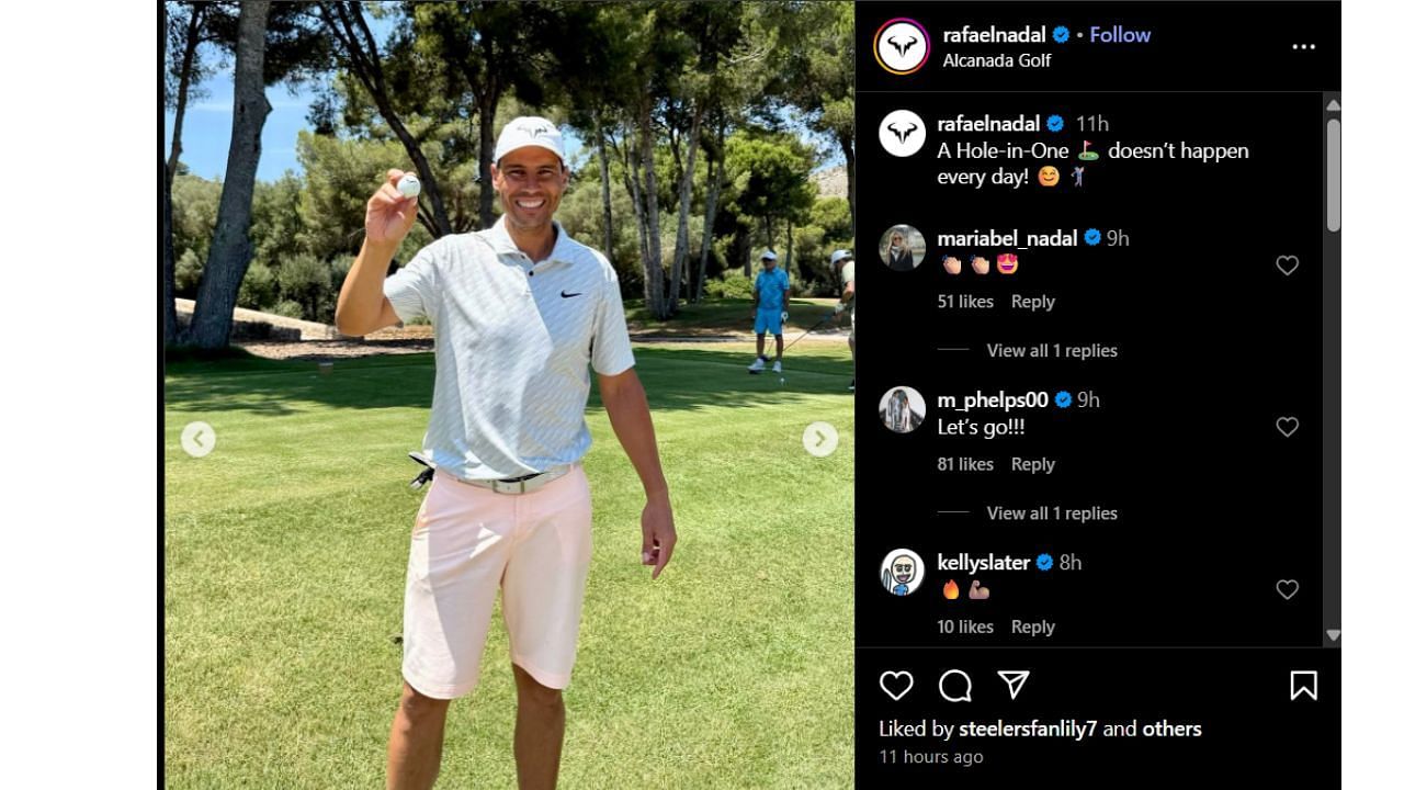 Comments section of Nadal's IG post (@rafaelnadal)